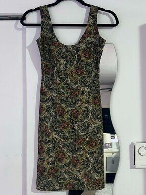 Burning Artists Collective Printed Nylon Spandex Bodycon Festival Dress